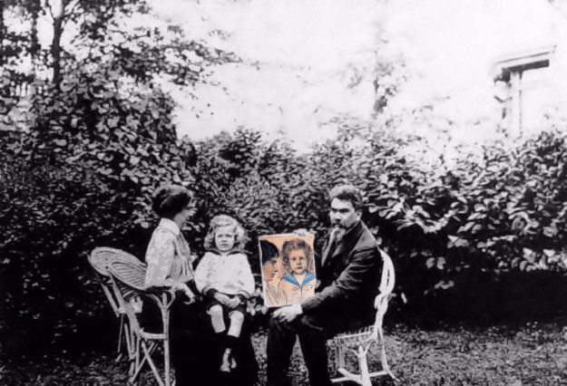 Jan Toorop in de tuin bij de familie Deurvorst. Presentatie van dubbelportret.
